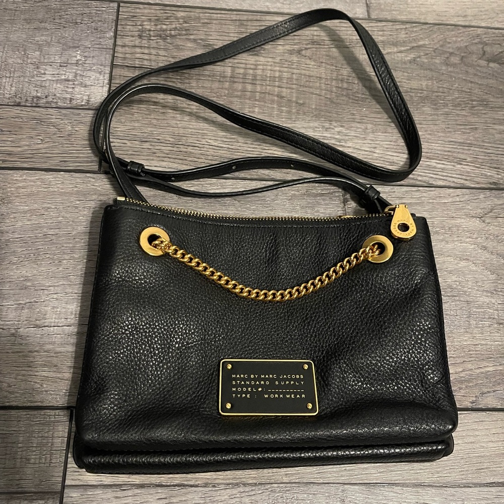 Marc Jacobs Black and gold Leather crossbody Bag